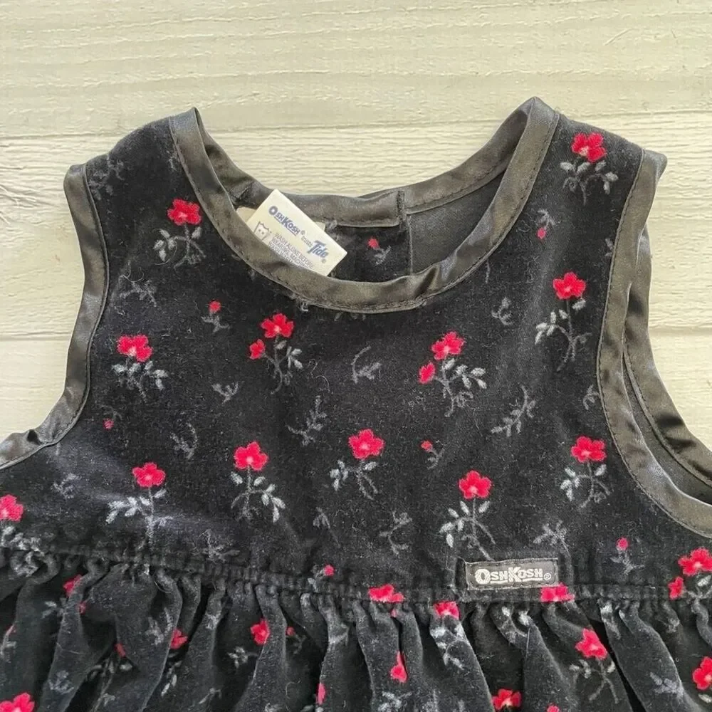 vintage OshKosh B'Gosh black velvet‎ dress 18 months